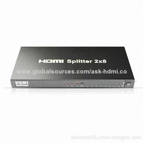 2x8 8-port HDMI Audio/Video Splitter, V1.3 1080P, Suitable for HDTV, DVD and Projector